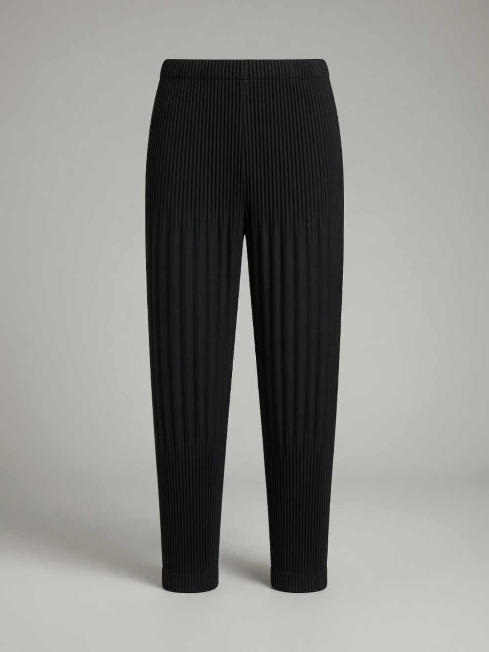 Black Ribbed Knit Pull-On Pants